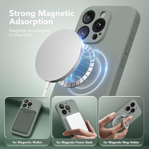 SuydanBox Magnetic for iPhone 12 Pro Max Case, Compatible with MagSafe, [Full Camera Protection][Screen Protector] Silicone Shockproof Protective Phone Case for iPhone 12 Pro Max 6.7", Calke Green thumbnail 2