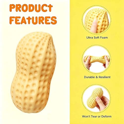 Crunchy Peanut Squishy, Peanut Slow Rising Squishy Toys for Stress Relief | Realistic Peanut Shape Crunchy Squishy, Fidget Toys, Peanut Squishy, Stress Balls, Squeeze Toys, Sensory Toys for Adults thumbnail 4