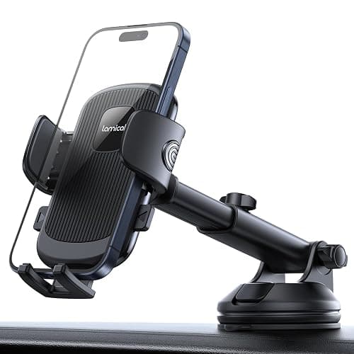 Lamicall Car Phone Holder - [Strongest Military-Grade Suction Cup] 360° Rotation Phone Holders for Your Car Quick Release Adjustable Phone Mount for Car Dashboard for iPhone 17 16 Pro Max Galaxy Truck thumbnail 9