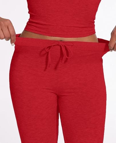 AnotherChill Women's 2 Piece Lounge Sets Straight Leg Pants Set Short Sleeve Crop T-shirt Casual Outfits Comfy Loungewear thumbnail 5