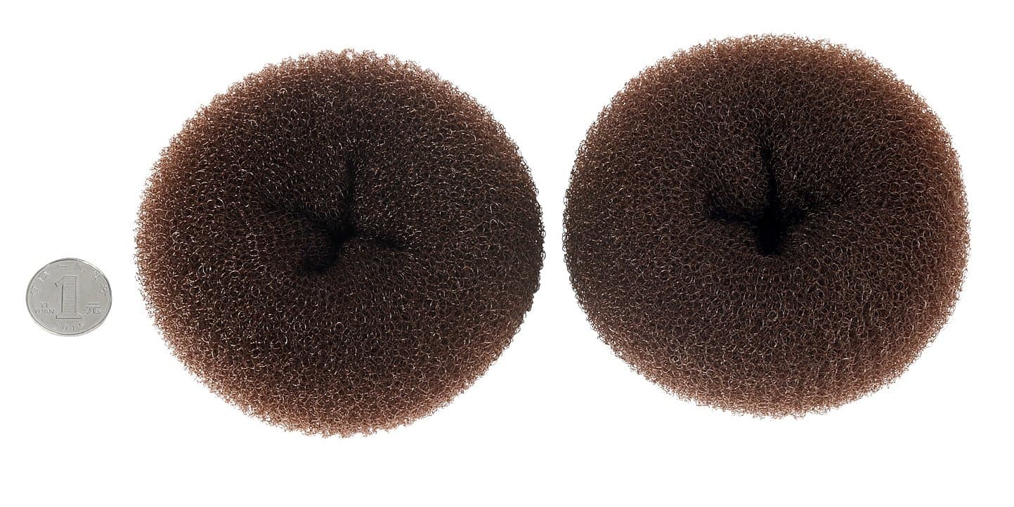 2 pieces Extra Large Size Hair Bun Donut Maker, Ring Style Bun, Women Chignon Hair Donut Buns Maker, Hair Doughnut Shaper Hair Bun maker (4.3 in. for Thick and Long Hair) (Brown) thumbnail 3