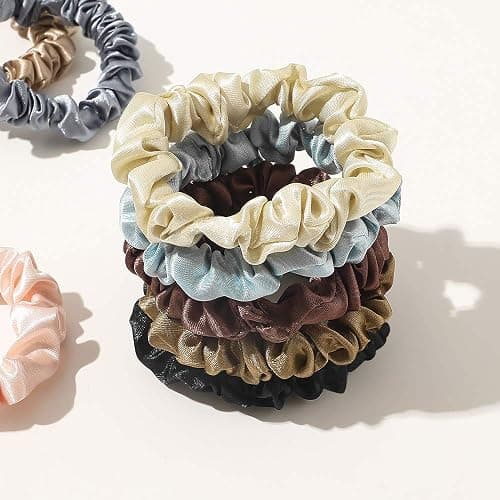 Scrunchies Silk Satin Hair Ties - Elestics Ponytail Holder Hair Bands Small Scrunchy For Thick Curl Hair No Crease Hair Ties Accessories Soft Ropes No Hurt Your Hair for Women and Girls thumbnail 6