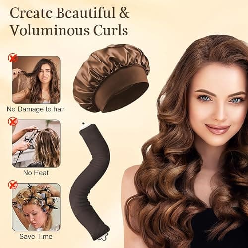 AOOWU Heatless Curls Band 5 Stück, üBer Nacht Overnight Blowout Locken Ohne, Neu Lockenwickler Locken Ohne Hitze, Diy Overnight Curls Gummi Hitzefreier Lockenwickler Locken für Mittleres Langes Haar thumbnail 5