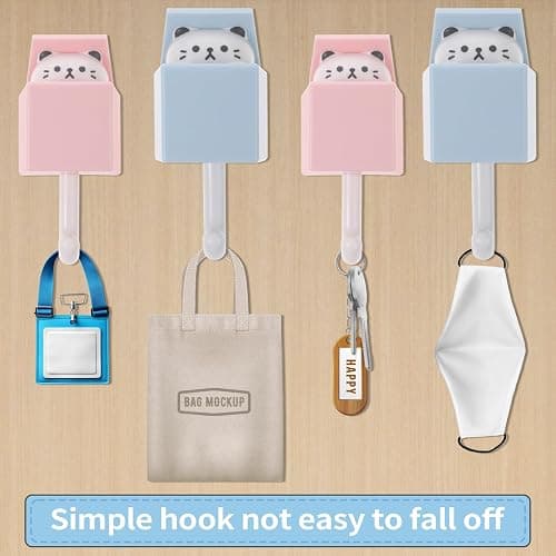 Dimeho Cute Cat Key Hook, Creative Adhesive Coat Hook Wall Mounted Adhesive Cat Hook for Coat, Scarf, Hat, Towel,Key, Bag Wall Hanging Decorations(2 Pack) thumbnail 4