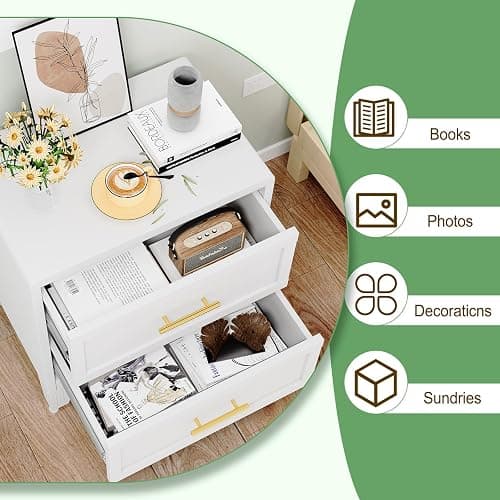 Ckzbx Metal Dresser Narrow Dresser for Bedroom Chest, 26.42" H Drawer Chest, Closet Dressers & Chests of Drawers for Living Room, Hallway (2 Drawers White 24inch Wide) thumbnail 5