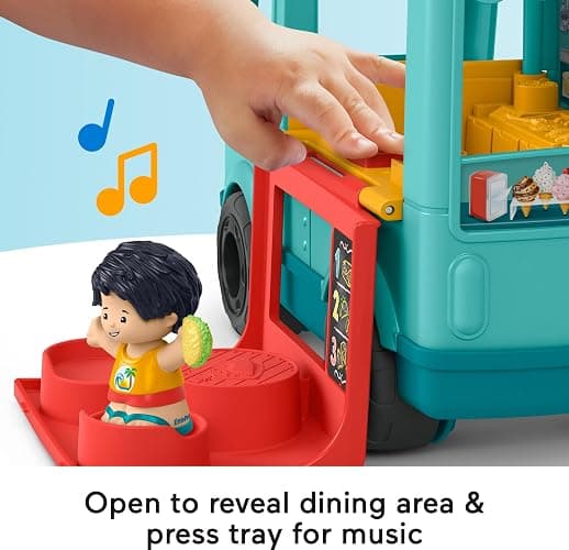 Fisher-Price Little People Musical Toddler Toy Serve It Up Food Truck Vehicle with 2 Figures for Pretend Play Kids Ages 1+ Years​ thumbnail 4