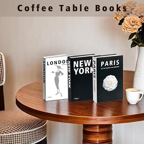 Decorative Books for Home Coffee Table Decor with Stylish Bookshelf and Office Living Room Black and White Fake Books for Decoration Faux Stack Book (Set of 3) thumbnail 3