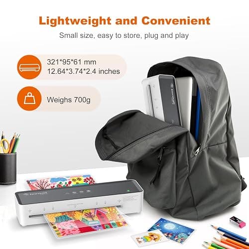 Bonsaii Laminator Machine with 5 Laminating Sheets, 9 Inch Thermal Laminating Machine for Doc/Posters/Photos, Compact Laminator for Home Office School, L421-Grey thumbnail 3