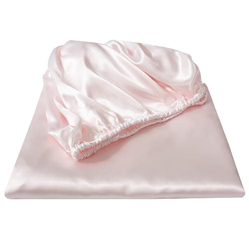 HommxJF Silk Satin Blush Pink Twin Fitted Sheet, Deep Pocket Fitted Sheet Only, Breathable, Non- Fading, Fully Elasticized Bed Sheets Sold Separately thumbnail 3