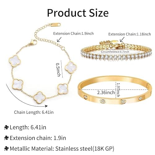 Niarezom 18K Gold Plated Tennis Bracelet Love Bangle Set for Women Stack Bracelets Stainless Steel Bangle Set for Love Trendy Jewelry Gifts for Women thumbnail 2