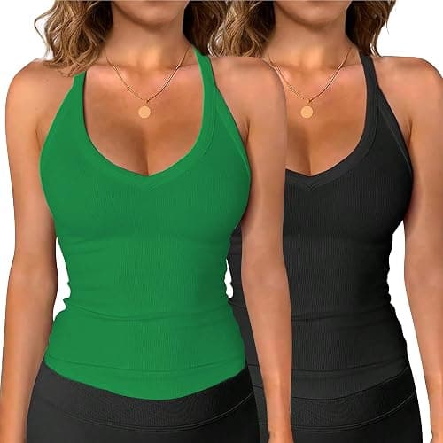 VELISDE Women Workout Tank Tops V Neck Racerback Going Out Ribbed Basic Slim Fit Yoga Gym Shirts 2026 Summer Camisole - Image 1