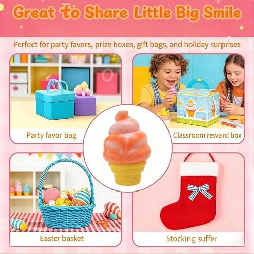 Ice Cream Squeeze Squishy, Ice Cream Cone Dumpling Slow Rise Sensory Toy Soft Squishy Sensory Squeeze Ball (Blue) thumbnail 7