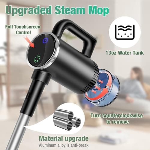11-in-1 Steam Mop - Detachable Handheld Steam Cleaner with 380mL Tank, 260℉ Floor Steamer for Hardwood, Tile, Grout, Windows, Bath & Kitchen - 3-Level Steam Control, Multi-Purpose Floor Steam Cleaner thumbnail 3