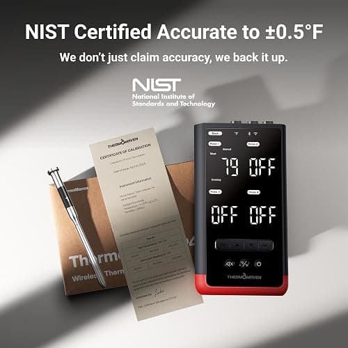 ThermoMaven Smart Bluetooth Wireless Meat Thermometer: Standalone Base, WiFi Unlimited Range, 6 Sensors with NIST Certified Accuracy, 4 Probes for Kitchen, BBQ, Grill, Oven, Smoker, Rotisserie thumbnail 5