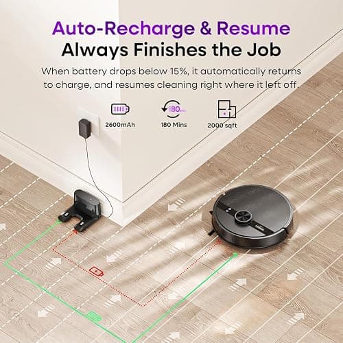 MONSGA Robot Vacuum and Mop Combo, 7000Pa Robotic Vacuum with Lidar Navigation, 180mins Runtime, Tangle-Free Robot Mop, 5 Editable Maps, APP/Remote/Voice Control, Ideal for Hard Floors and Carpets thumbnail 7