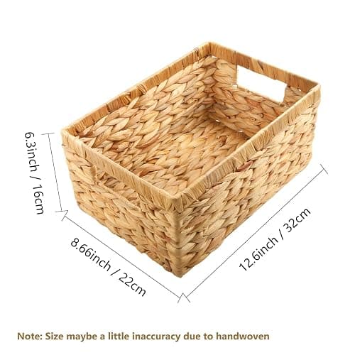 VILSSOVY Wicker Storage Basket, Hyacinth Storage Baskets for Organizing, Large Wicker Baskets for Storage, Woven Basket for Bedroom, Living Room(12.6"x8.66"x6.3") thumbnail 3