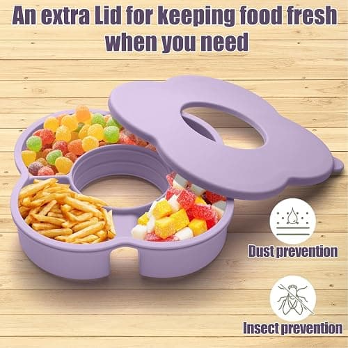 Zonyee Snack Bowl with Lid for Stanley 30 oz Tumbler with Handle, Silicone Snack Tray Snack Ring for Stanley Cup Accessories, Suitable for Car Cup Holder or Outdoor, Orchid thumbnail 4