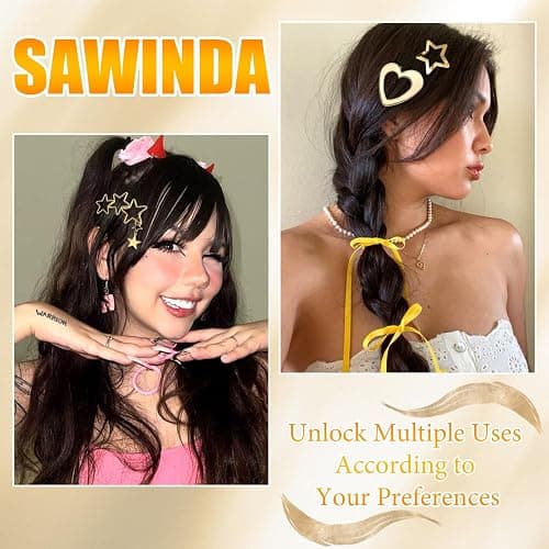 SAWINDA 15Pcs Gold Snake Star Hair Clips Y2k Snap Hair Barrettes for Women Water Drop Non Slip Hair Pins Christmas Metal Heart Clips for Hair Cute Cool Y2k 2000s Accessories for Girls thumbnail 5