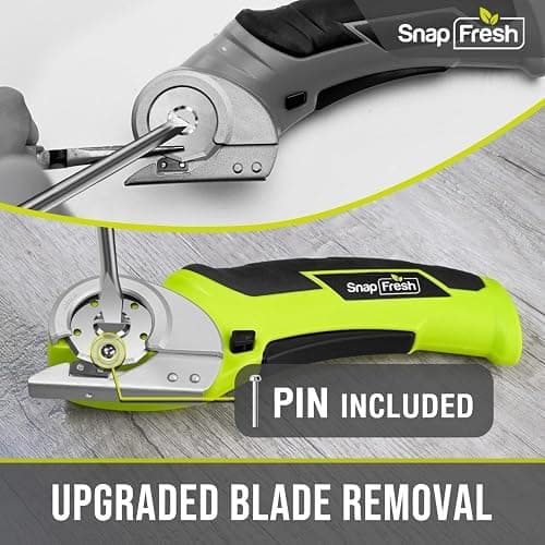 SnapFresh Cordless Electric Scissors, 4V Electric Mini Box Cutter, Carpet & Cardboard Cutter Tool with a Replacement Blade/Charger, Rotary Cutter for Cardboard Packages Leather Plastic （Green） thumbnail 6