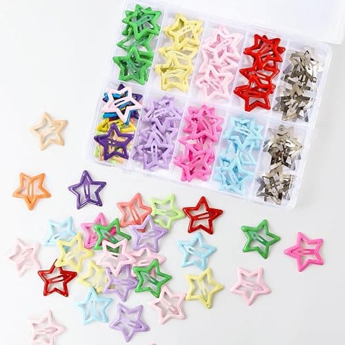 Secmity 55pcs 1.22" Star Hair Clips Cute Hair Clips for Girls Colorful Metal Snap Hair Barrettes for Women Star Hair Accessories for Daily Party thumbnail 3