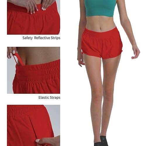 AugIris Athletic Running Shorts for Women with Zipper Pocket Soft Gym Workout Shorts with Mesh Liner Qucky Dry thumbnail 3