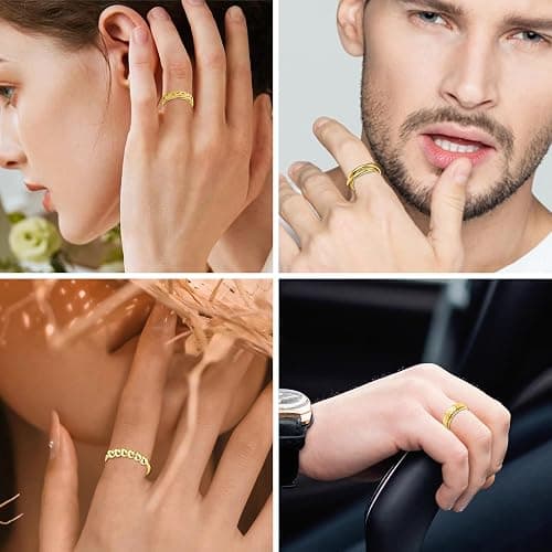 LOFITOR Fidget Rings for Anxiety 6pcs Stainless Steel Spinner Ring Anti Anxiety Ring Spinning Moon Star Cool Stress Relieveing CZ Rings for Women Men Band Rings Set thumbnail 4