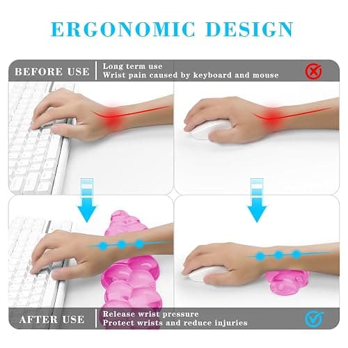 Gel Cloud Keyboard and Mouse Wrist Rest, Cute Wrist Support and Arm Support Keyboard Rest for Keyboard and Mouse Typing Pain Relief，Suitable for Office/Computer/Laptop/Gaming (Pink) - Pink thumbnail 4