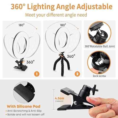 Video Conference Lighting Kit, Ring Light Clip on Laptop Monitor with 5 Dimmable Color & 5 Brightness Level for Webcam Lighting/Zoom Lighting/Remote Working/Self Broadcasting and Live Streaming, etc. thumbnail 5