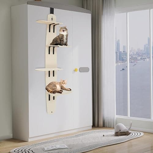 Arbre à chat à 4 étages avec porte - Arbre d'escalade peu encombrant pour chats avec surfaces de couchage XL (jusqu'à 20 kg de charge maximale) thumbnail 2