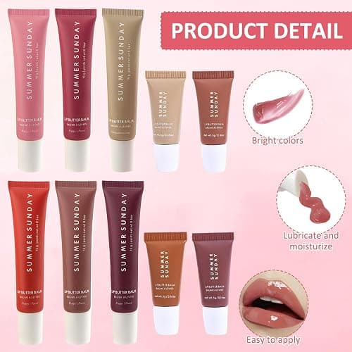 HEUIOP 10 Pcs Lip Balm Set with 6 Lip Butter Balm and 4 Mini Lip Balms,Lip Balm Vanilla Used to Soothe Dry and Chapped Lips,Leaving Them Soft,Smooth and Elastic A-Set thumbnail 4