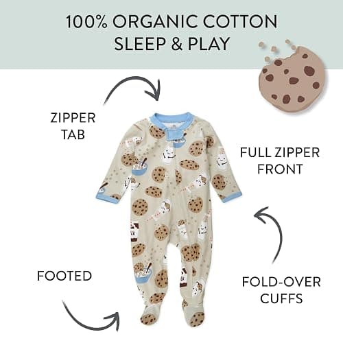 HonestBaby Sleep & Play Footed One-piece Pajama Sleeper 100% Organic Cotton, Baby Boys thumbnail 2