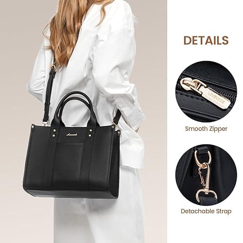 LOVEVOOK Purse for Women Leather Tote Bag Purse and Handbags, Satchel Shoulder Crossbody Top Handle Bags with Zipper - Vegan Leather-black thumbnail 4