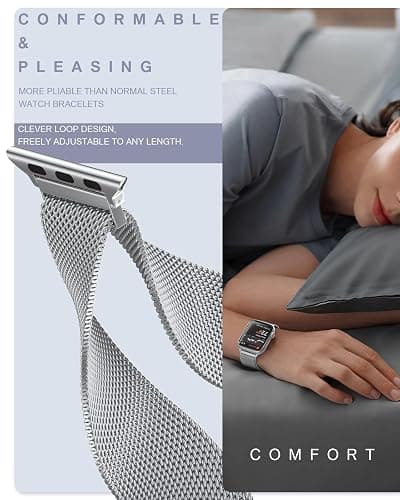 Original Stainless Steel Milanese Loop Compatible with Apple Watch Band 38mm 40mm 41mm 42mm 44mm 45mm 46mm 49mm, Magnetic Clasp Band for iWatch Series 11 10 9 8 7 6 5 4, SE 3 2 1 Ultra3 2, Women & Men thumbnail 4