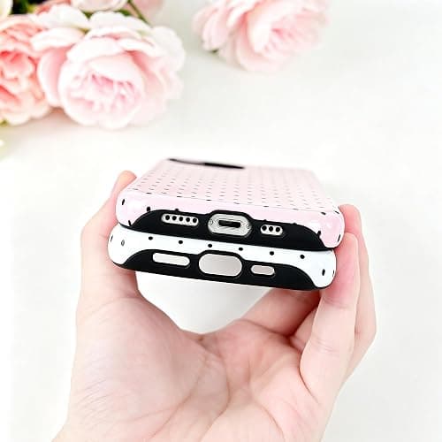 DuiDuiQ Polka Dot Pattern Phone Case for iPhone 16e/17e 6.1", Wine | Cute Aesthetic Case for Women Girls,Dual-layer Shockproof Protective Phone Cover,No Fading Print thumbnail 4