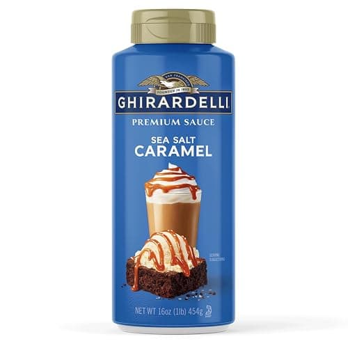 GHIRARDELLI Premium Dessert Sauce 16 oz Bottle, Sea Salt Caramel – Smooth Salted Caramel for Desserts & Drinks - Image 1