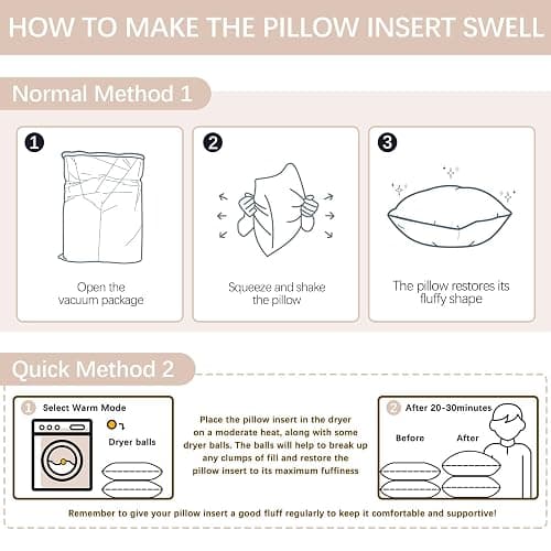Throw Pillows Insert Set of 2, White 12x20 in Pillow Inserts with 100% Cotton Cover,Bed and Couch Decorative Stuffer Pillows,Indoor Pillows for Sofa thumbnail 3