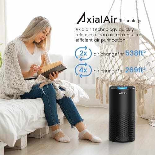 Afloia Air Purifiers for Home Large Room Up to 1076 Ft², 3-Stage Filter Air Purifier for Bedroom 22 dB, Air Purifiers for Pets Dust Dander Mold Pollen Odor Smoke, Kilo White, 7 Colors Light thumbnail 3