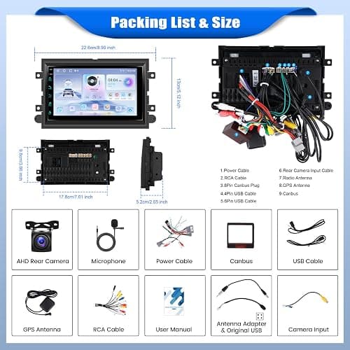 [2+64G] Android 15 Car Radio Stereo for Ford F150/F250/F350 2004-2014 with Wireless Carplay,7” Touch Screen Car Stereo with Mirror Link Bluetooth FM/RDS WiFi GPS SWC HD Backup Camera thumbnail 8