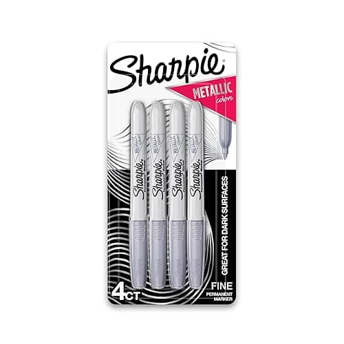 Sharpie 39109PP Metallic Permanent Markers, Fine Point, Silver, 4 Count - Image 1