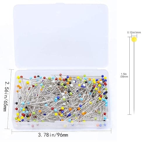 Lot de 250 épingles rondes pour mercerie, patchwork, couture et loisirs créatifs 38 mm - Tête en verre 3 mm thumbnail 2