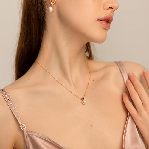 Cowlyn Dainty Pearl Choker Necklace for Women 14K Gold Plated Beaded Chain Necklace, Handmade Trendy Jewelry Gifts for Wedding Birthday thumbnail 4