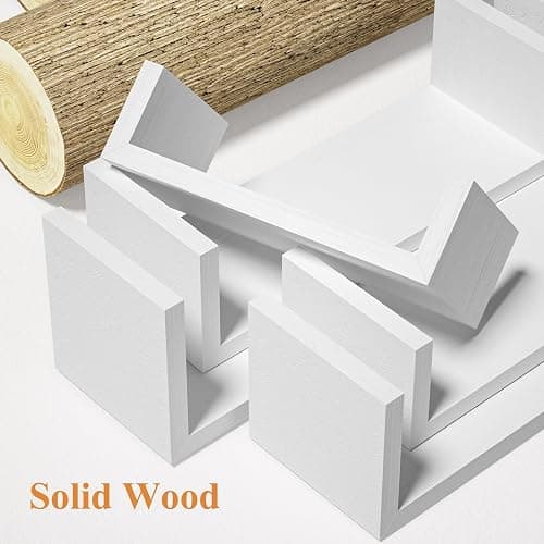 SRIWATANA Floating Shelves for Wall, Wall Shelves for Bathroom, Bedroom, Living Room, Kitchen, Office, Wood Shelves for Home Decor Set of 5 (Washed White) thumbnail 5