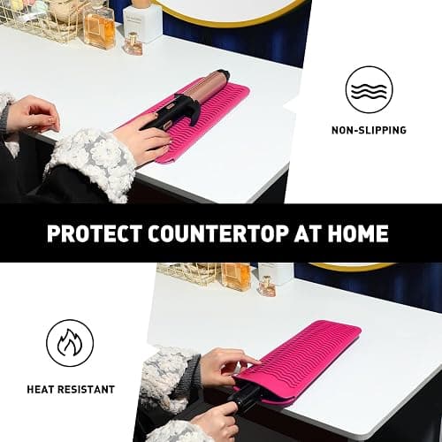 ZAXOP Resistant Silicone Mat Pouch for Flat Iron, Curling Iron,Hot Hair Tools (Hotpink) thumbnail 6