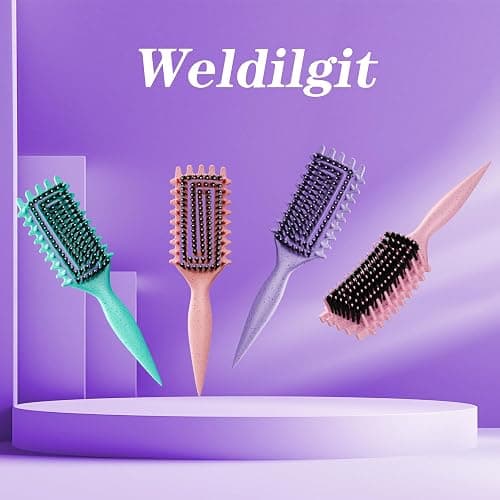 Curly Hair Brush, Curl Defining Brush with Soft Boar Bristles Detangling Tangled Glides, Wide-Teeth Design Effortlessly Shaping & Defining Curls, Curling Definer for Wet & Dry Hair (Purple) thumbnail 7