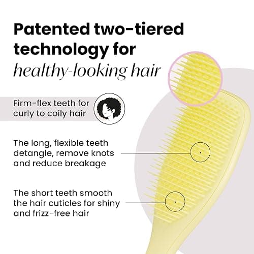 Tangle Teezer Plant-Based Ultimate Detangler Brush, Dry & Wet Hair Brush, Eliminates Knots & Reduces Breakage for Curly to Coily, 3C to 4C Hair Types, Pastel Yellow thumbnail 2