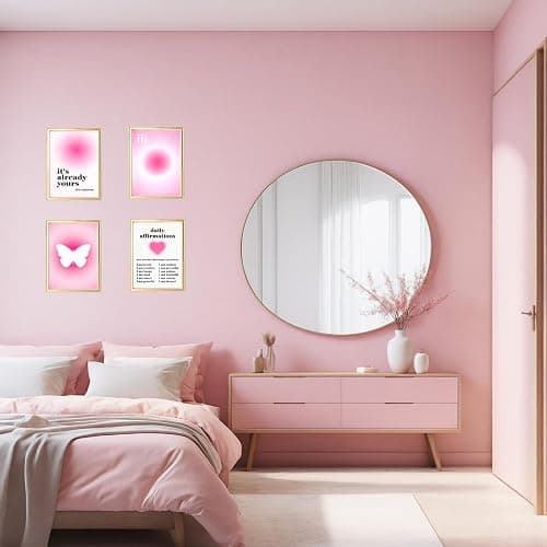 GZRXIOUS 4er Set Poster Aesthetic Aura Bilder, Rosa, A4 30×21cm Ölcanvas Aesthetic Bilder für Schlafzimmer, Jugendzimmer Deko Mädchen & Clean Girl Room Decor, Deko ohne Rahmen thumbnail 7