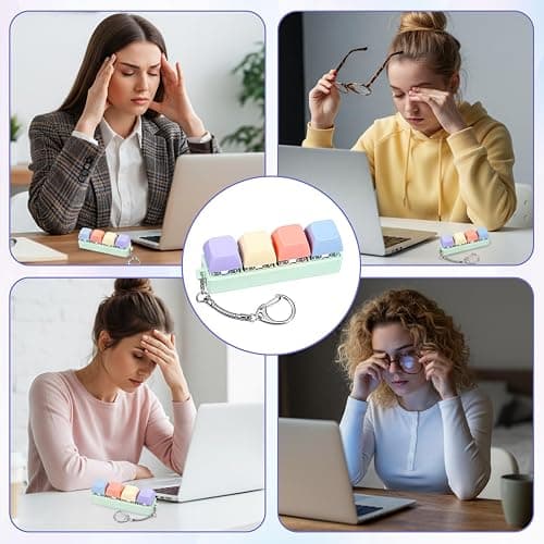 Mabor Fidget Keyboard Clicker, Keyboard Keychain of 4 Colors Decompression Keycap Button Stress Relief Gifts for Adult Women to Relief Stress Pass Time thumbnail 4