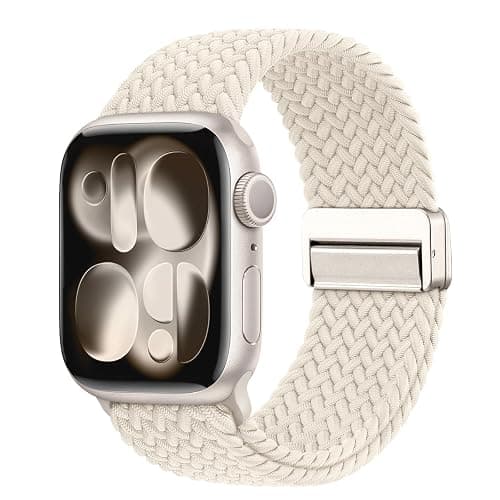 Braided Stretchy Band Compatible with Apple Watch Bands 38mm 40mm 41mm 42mm 44mm 45mm 46mm 49mm Women Men, Soft Nylon Sport Elastic Strap for iWatch Band Series 11 10 SE 9 8 7 6 5 4 Ultra 3 2 1 - Image 1