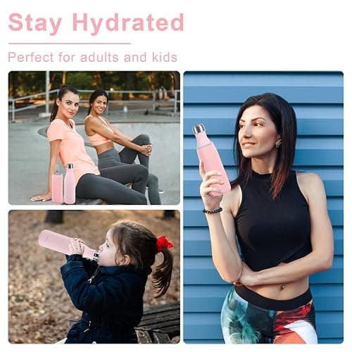 Gourde Isotherme 500ml, Gourde Isotherme Réutilisable en Acier INOX,Gourde isotherme étanche sans BPA, Double Paroi Isolée sous Vide, Maintien Chaud de 12 Heures & du Froid Jusqu’à 24 Heures (Rose) thumbnail 6