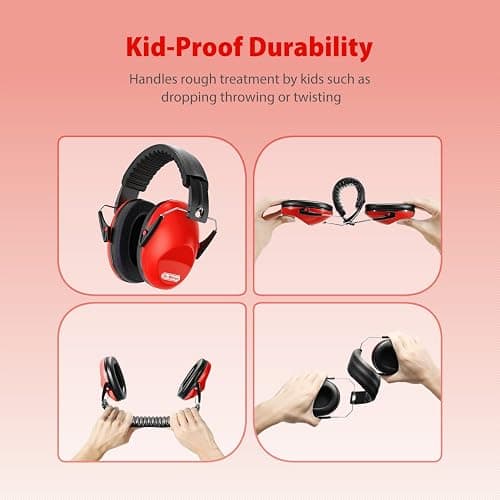 Dr.meter Ear Muffs for Noise Reduction: SNR27.4 Noise Cancelling Headphones for Kids with Adjustable Headband - Noise Cancelling Ear Muffs for Monster Jam, Football Game, Fireworks and Air Shows - Red thumbnail 7